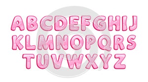 Bubble Gum Alphabet, Colorful, Pink Chewy Letters That Pop With Sweetness. Playful Twist Making Language Learning Fun
