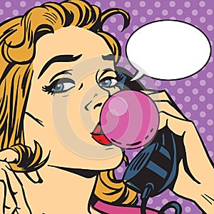 Bubble gum girl telephonist