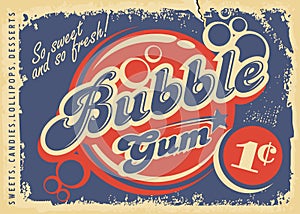 Bubble gums vintage paper poster