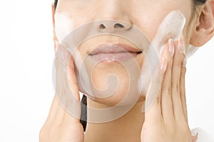 Bubble on the Japanese woman's face