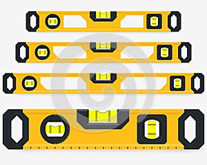 Bubble Levels. Professional Meassurement Equipment. Vector Building Level Isolated