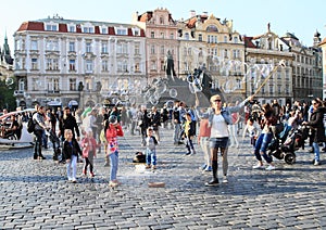 Bubble maker on Old Town City Hall