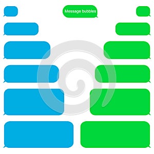 Bubble message design template for chat or website. Chat interface. Empty chat bubbles with place for text. Isolated. Flat style.