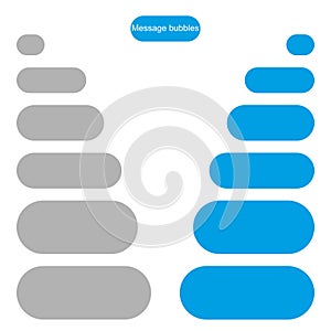 Bubble message design template for chat or website. Chat interface. Empty chat bubbles with place for text. Isolated. Flat style.