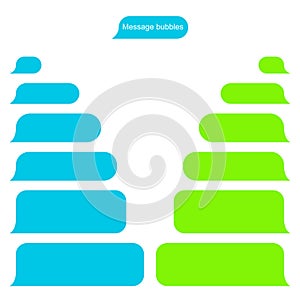 Bubble message design template for chat or website. Chat interface. Empty chat bubbles with place for text. Isolated. Flat style.