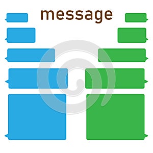 Bubble message design template for chat or website. Chat interface. Empty chat bubbles with place for text. Isolated. Flat style.