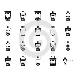 Bubble milk tea icon set.Vector illustration