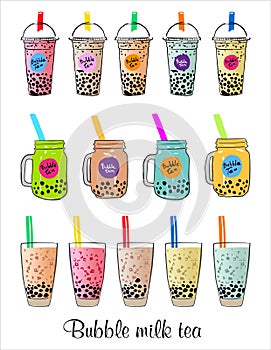 Bubble milk tea, Pearl milk tea , Different sorts of Boba.