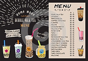 Bubble milk tea, Pearl milk tea , Different sorts of Boba.