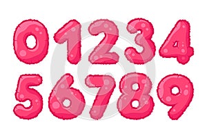 Bubble numbers from 0 to 9. Kids balloons font in trendy retro style. Vector illustration