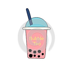 Bubble or pearl milk tea or boba flat vector color icon for food apps and websites