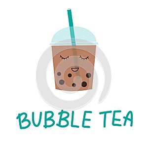 Bubble pearl milk tea vector illustration