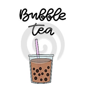 Bubble pearl milk tea vector illustration