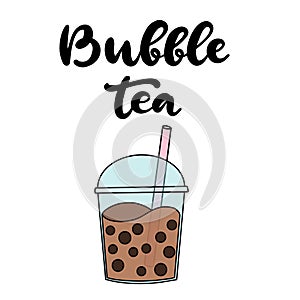 Bubble pearl milk tea vector illustration
