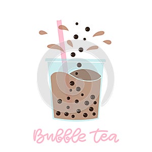 Bubble pearl milk tea vector illustration