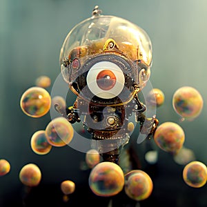 Bubble scuba diver creature underwater. Created using ai generative.