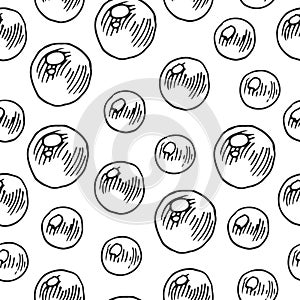 Bubble soap Vector seamless Pattern. Outline illustration of underwater Background. Black and white line art. Hand drawn