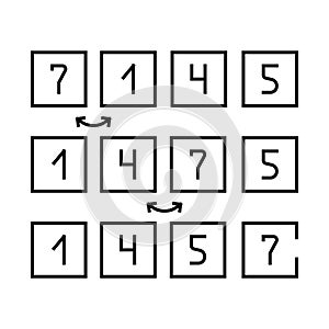 bubble sort algorithm line icon vector illustration