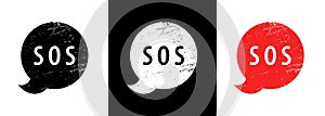 Bubble sos icon grunge 2