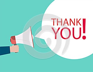 Bubble speech, hand, megaphone icon. Vector illustration. Flat design