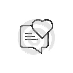 Bubble speech with heart icon. Graphic label for love chat rooms, dating sites and apps, messengers. Dialog cloud