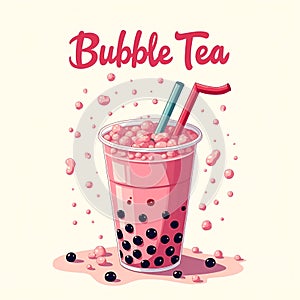 Bubble tea bubble tea bubble tea, a cup of bubble tea, pink bubble tea, pink bubble tea clipart