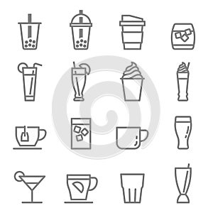 Bubble Tea Drinks and Beverages icons