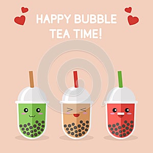 Bubble tea or Pearl milk tea cartoon