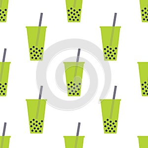 Bubble tea seamless pattern, vector illustration