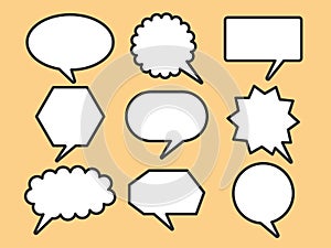 Bubble text boxes cartoon set vector eps10 illustration. Simple white color talking chat sympols