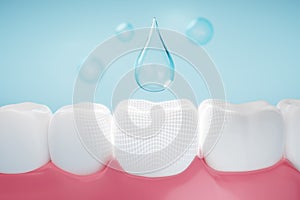 Bubble of toothpaste cleaning tooth and gums