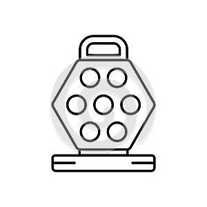 Bubble waffle maker with open lid. Linear icon of electric device for making Hong Kong egg waffles. Black simple illustration of