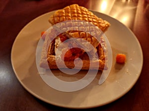 Bubble waffle with selfpicked norwegian cloudberries