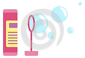 Bubble wand. Soap blowing kid toy icon