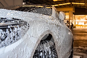 Bubble Wash Foam On Car Surface