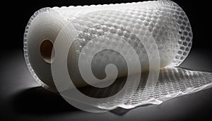 Bubble wrap shipping supplies with a dark background, generative ai