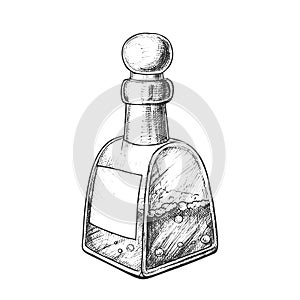 Bubbled Potion Liquid Bottle Monochrome Vector