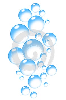 Bubbles background blue on white soap fizz