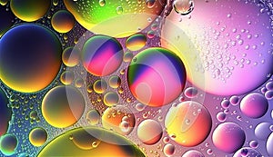 Bubbles background multicolored neon, ai generated