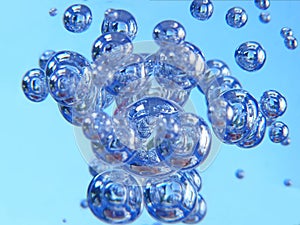 Bubbles in blue water