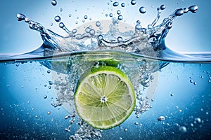 Bubbles in blue water