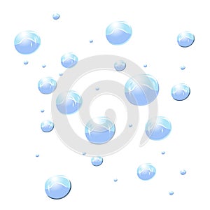 Bubbles clear water white background