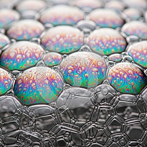 The bubbles are interconnected forming a network of hexagonal