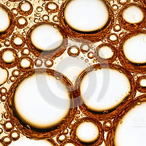 Bubbles and light golden beer texture, close-up macro background.