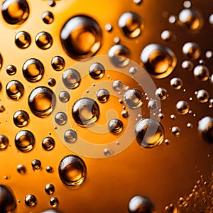 Bubbles and light golden beer texture, close-up macro background.