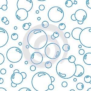 Bubbles line seamless pattern Soap texture. Fizzy water bubbles background, vector illustration