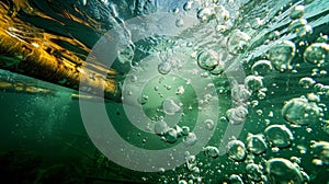 Bubbles rising to the surface as oil is pumped through the subsea pipeline photo
