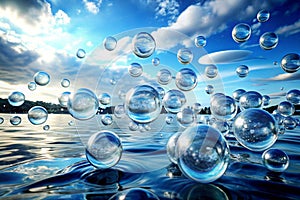 Bubbles rising in water photo