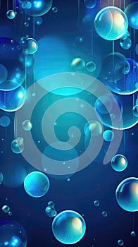 Bubbles Sapphire Blue Greeting Card Design. Generative AI