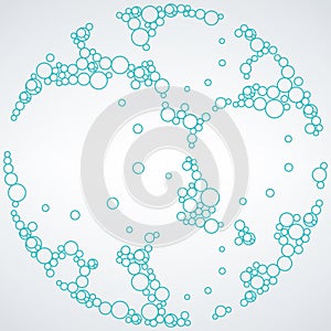 Bubbles texture fizzy air, gas or clean oxygen bubbles in circle. Stock vector illustration isolated on white background